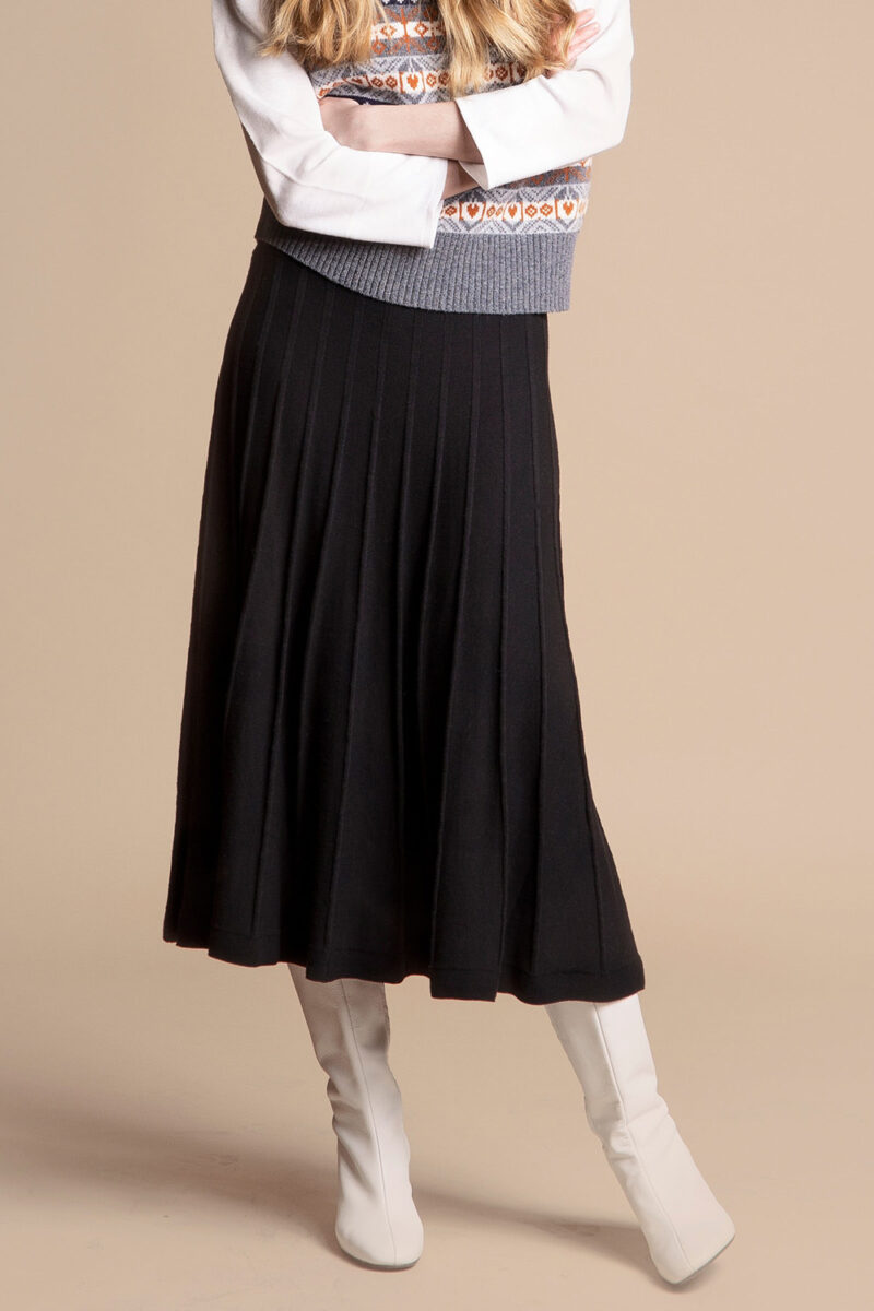 KLARA Stickad bomullskjol, Black