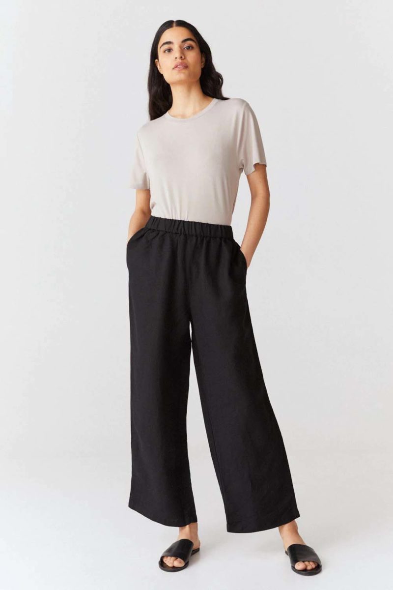 COM TROUSERS Byxor i bambu/lin, Black