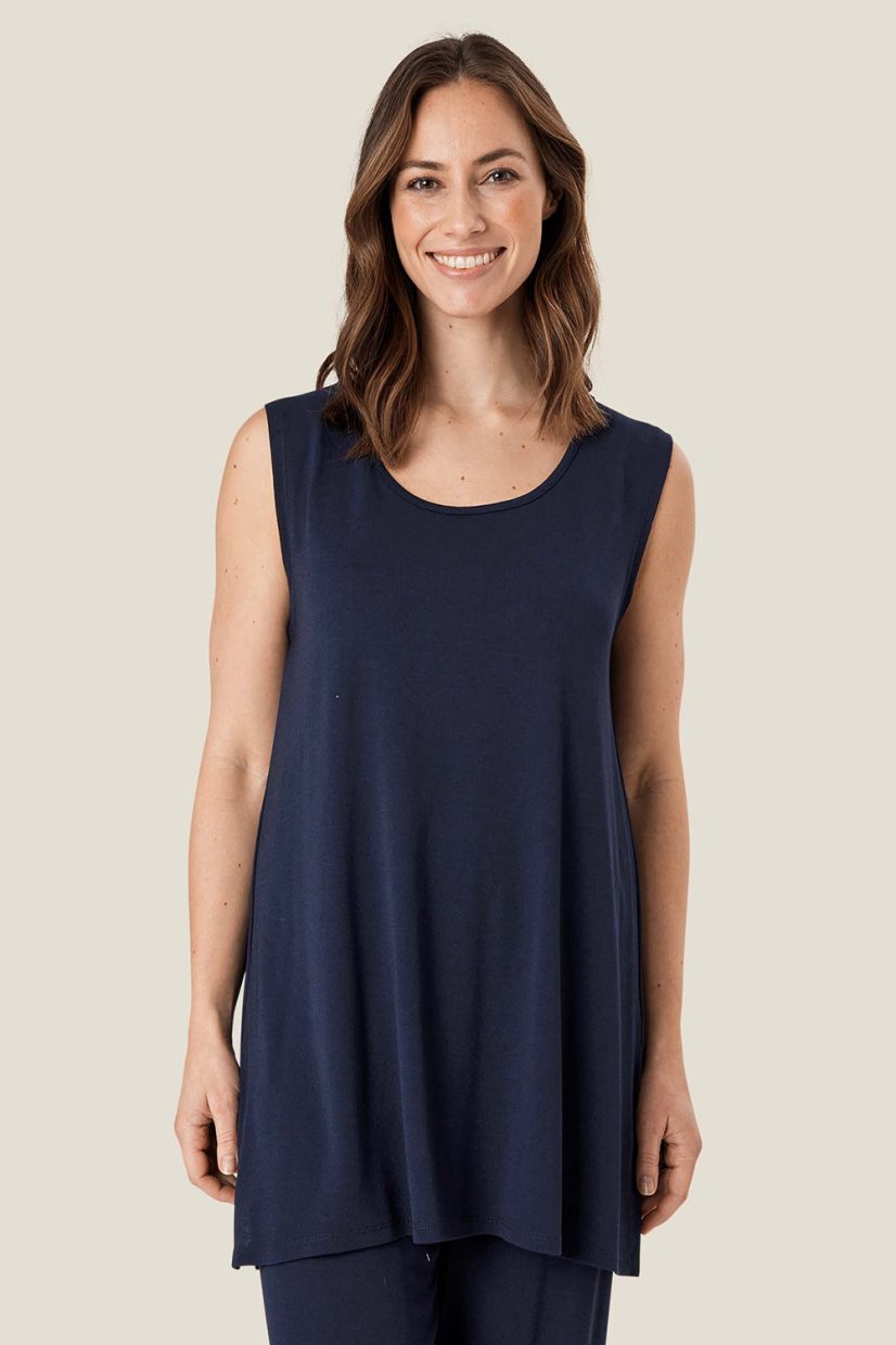 MaELTA Linne i viskosjersey, Navy