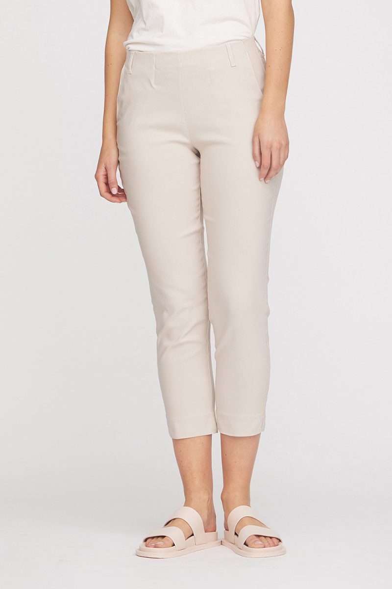 TAYLOR REGULAR CROP Stretchbyxor i viskos, Grey Sand