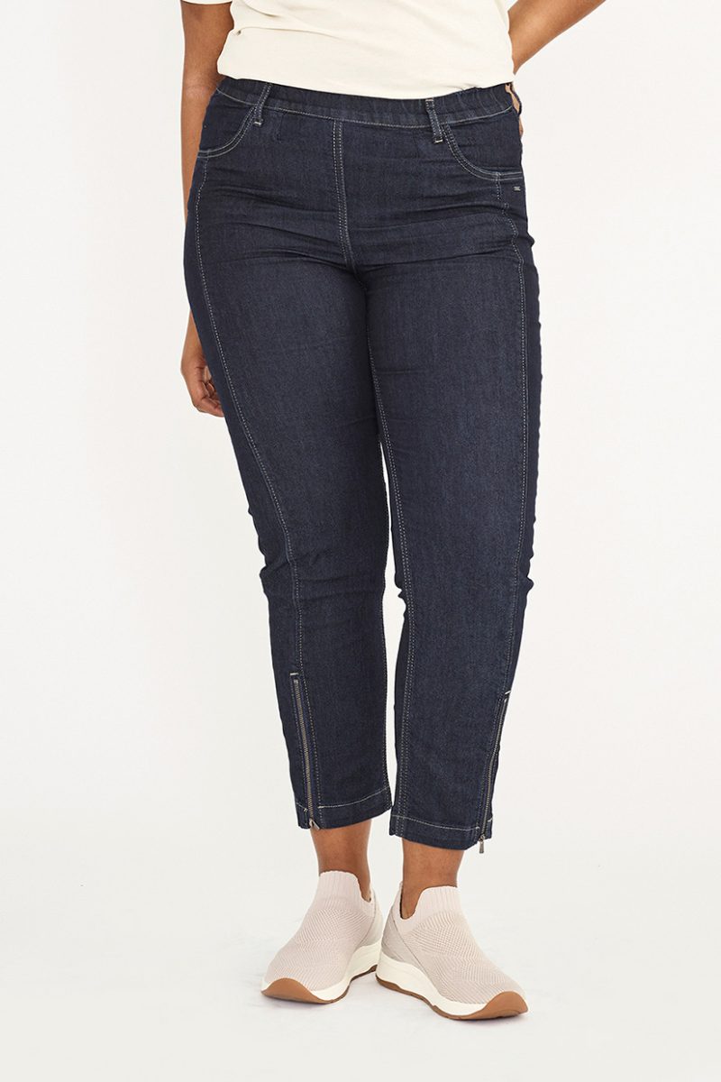 PIPER REGULAR CROP i bomullsdenim (7/8), Dark Blue