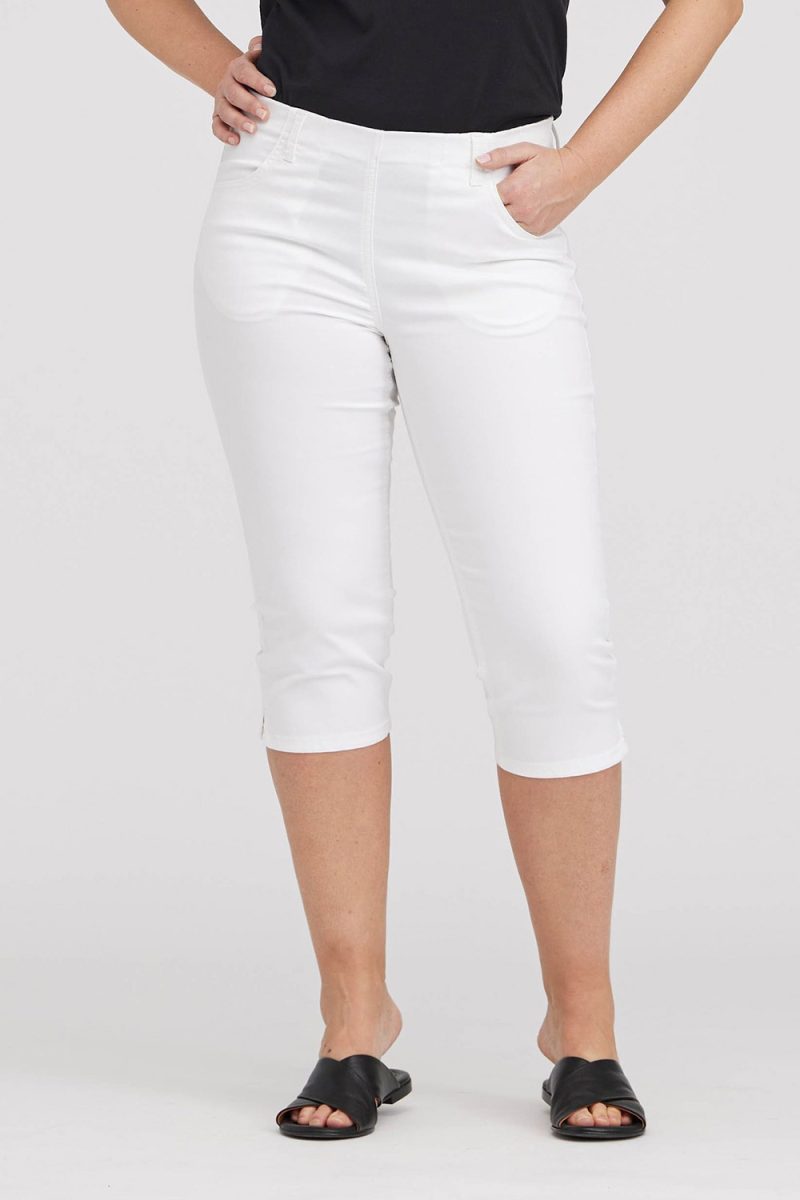 KELLY CAPRI REGULAR SL Capribyxor i stretchig bomull, White