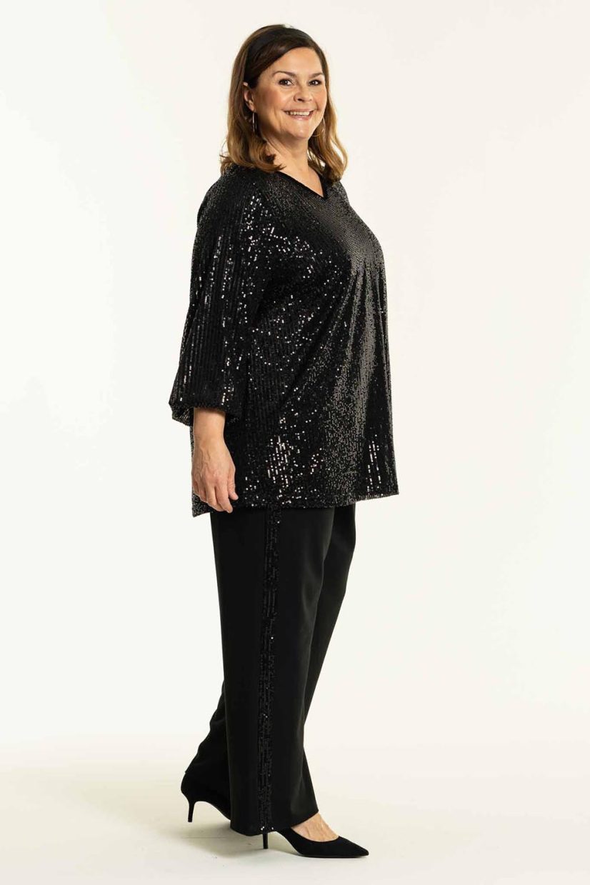 GHADIL Paljettblus i viskos, Black