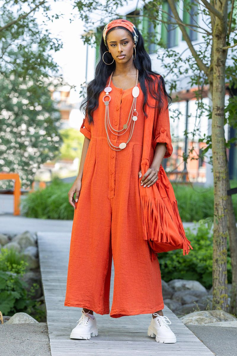 Jumpsuit i lin, Orange