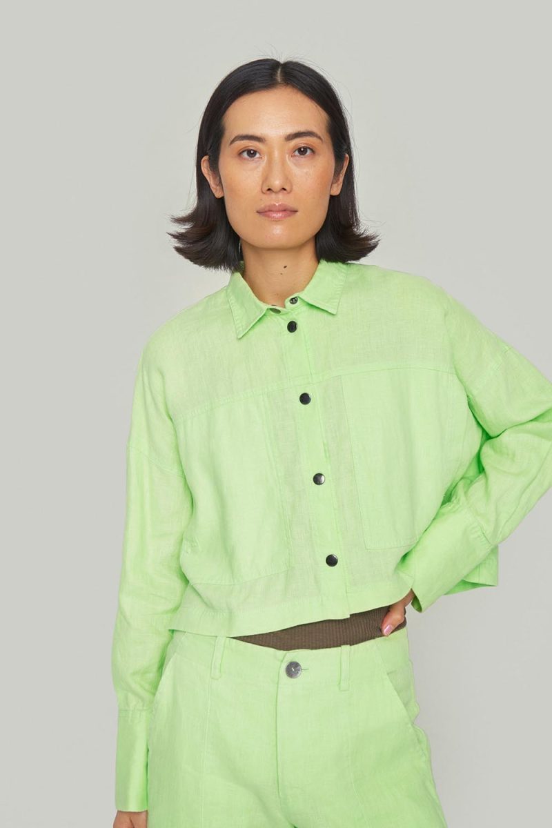 LAZY LINEN Jacka i lin, Pale Jade