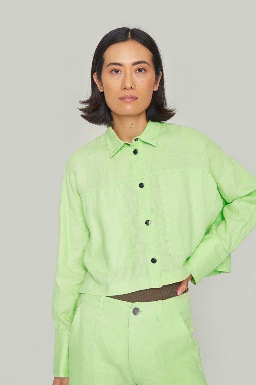 LAZY LINEN Jacka i lin, Pale Jade