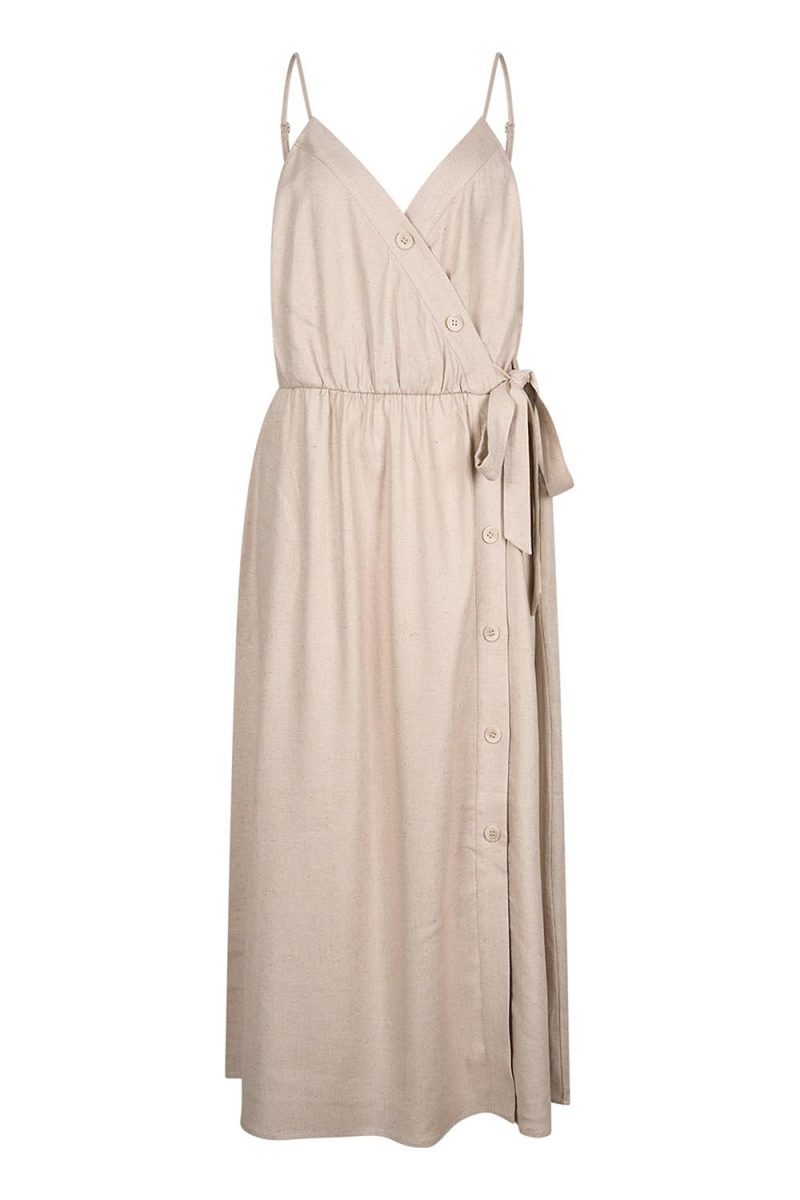 Klänning i rayon/lin, Nude