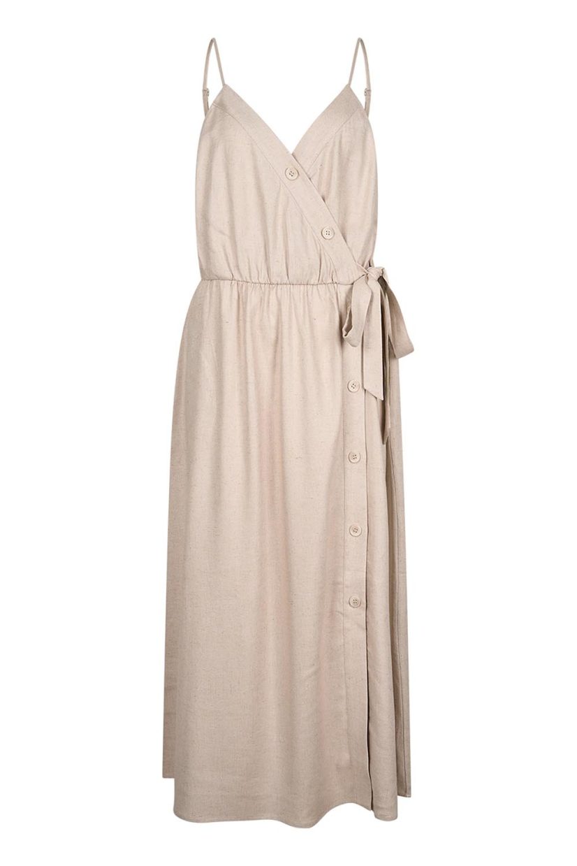 Klänning i rayon/lin, Nude