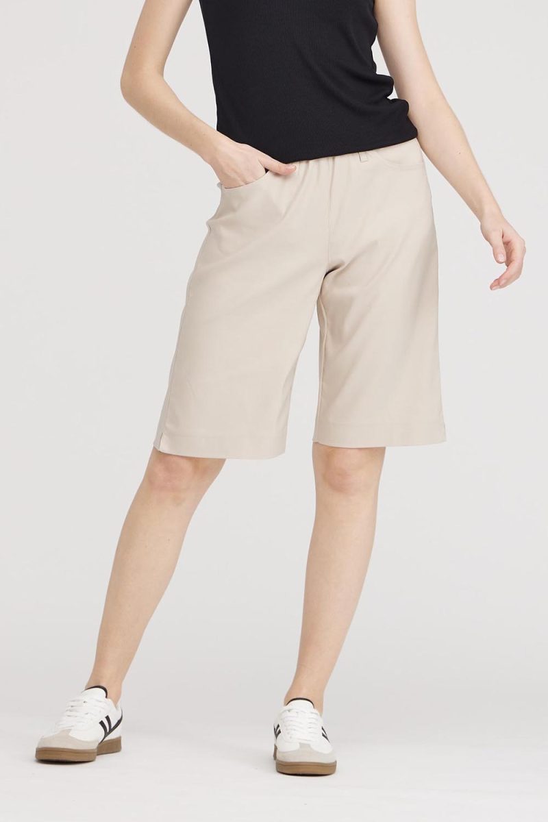 DONNA LOOSE Shorts i viskosstretch, Grey Sand