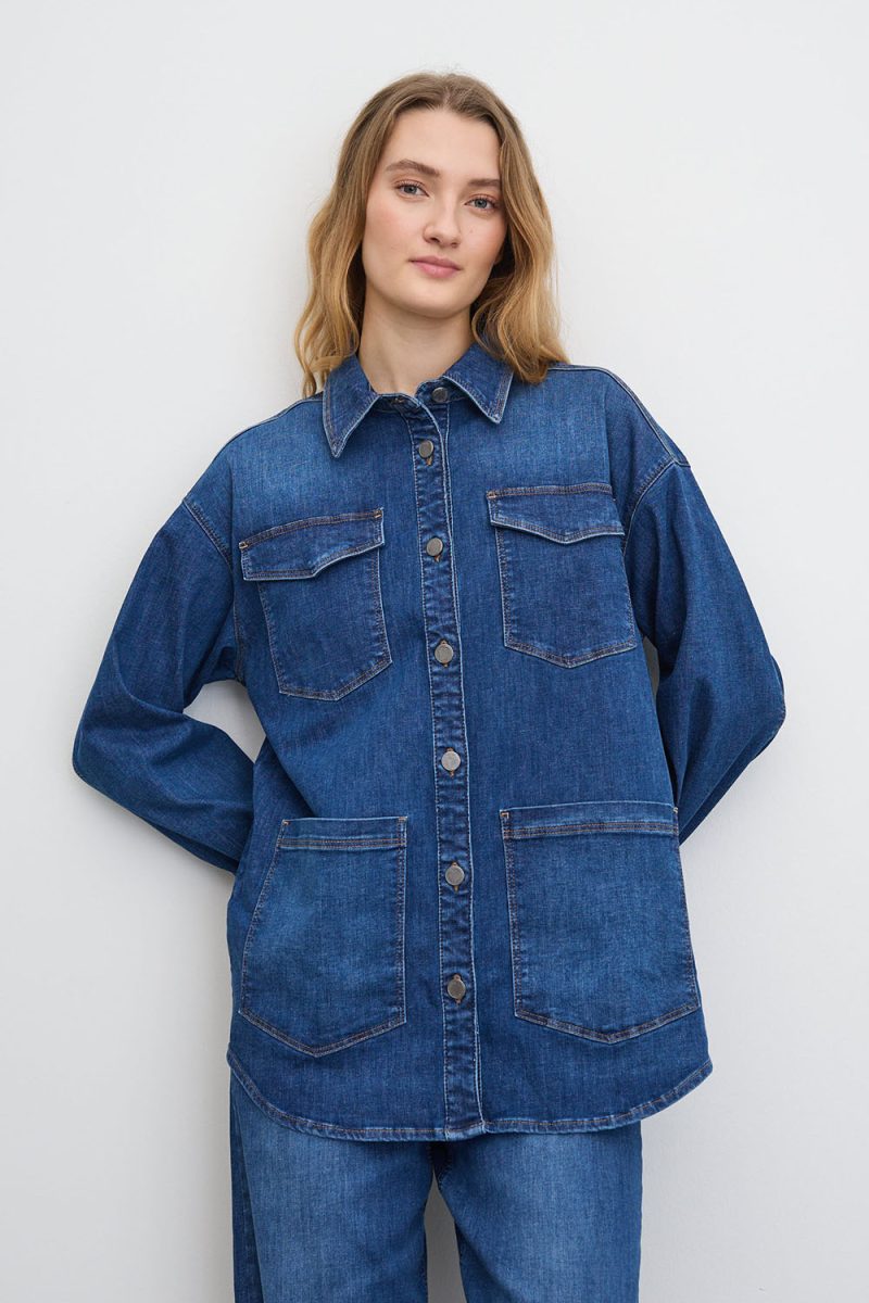 MILLE Jeansjacka i bomullsdenim, Washed Blue