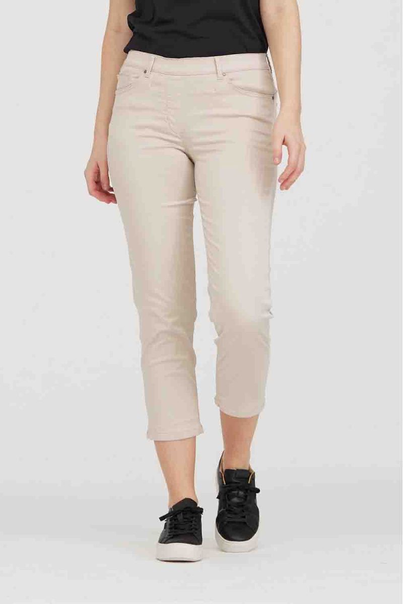 HANNAH REGULAR CROP Byxor i tencel/bomull (7/8), Grey Sand