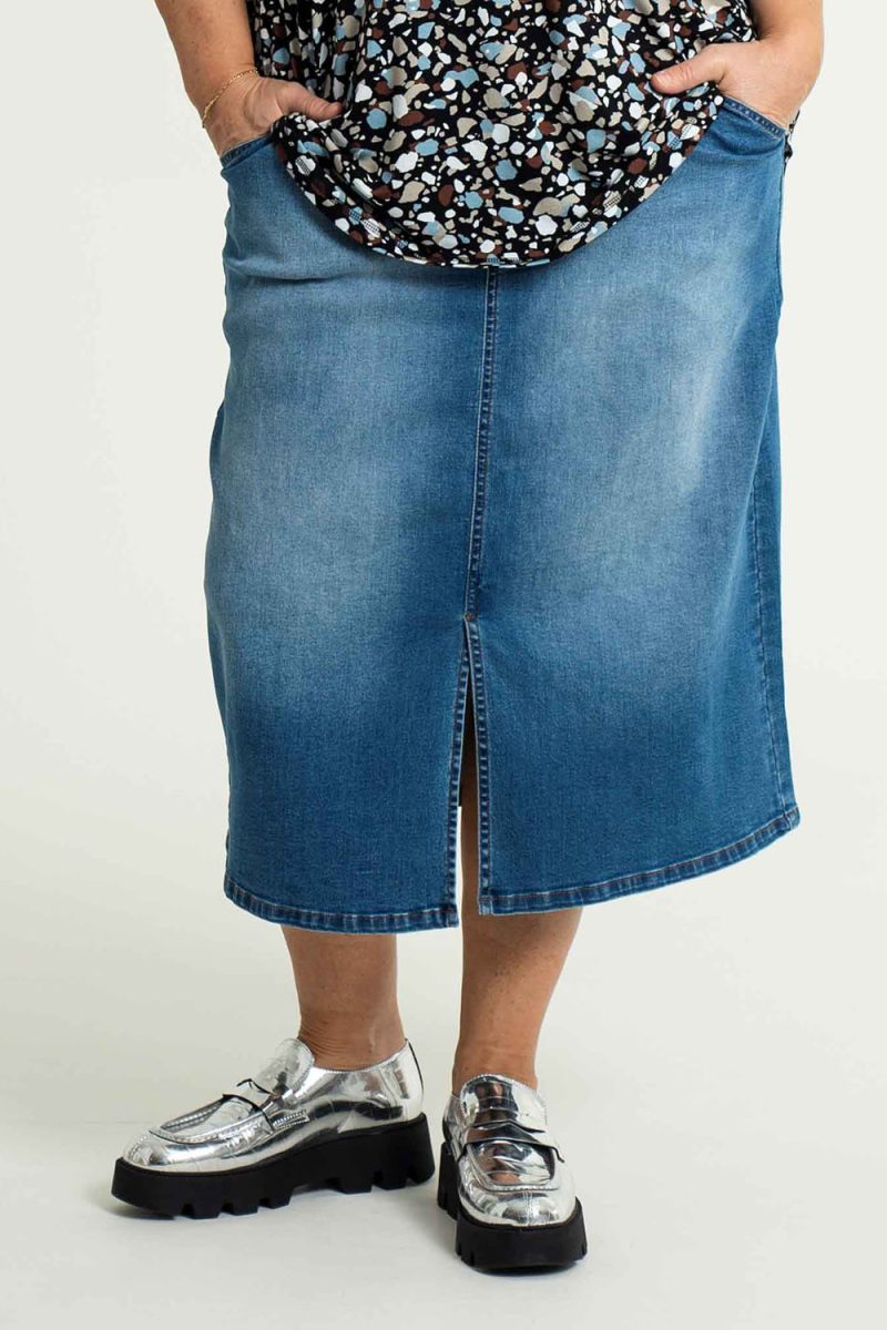 ALENA Kjol i bomulldenim, Light Blue