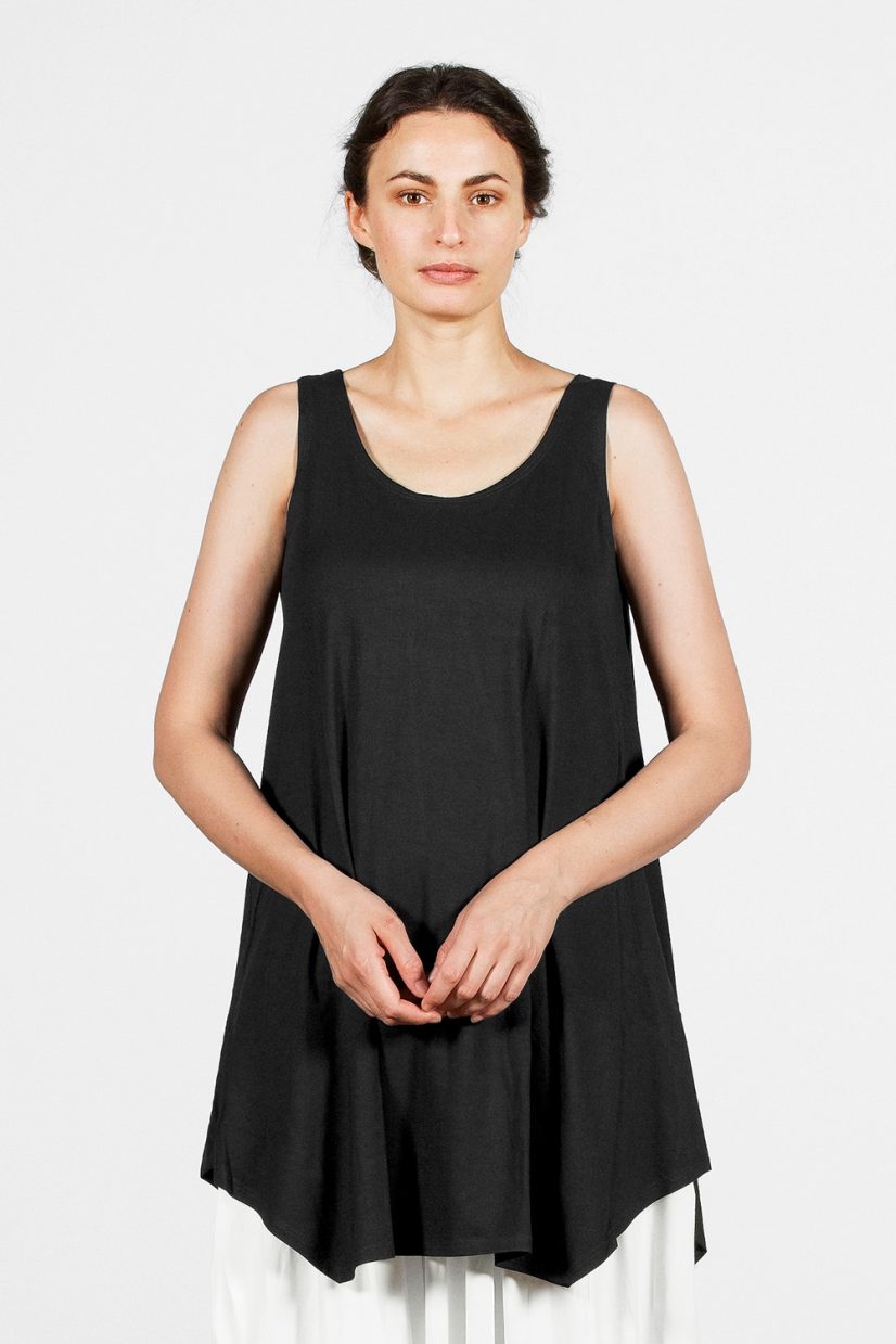 LASTA Linne i viskostrikå, Black