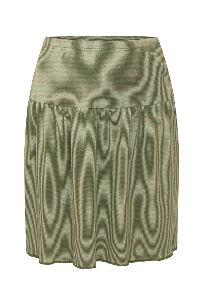 Bomullskjol smal rand, Green-Natural