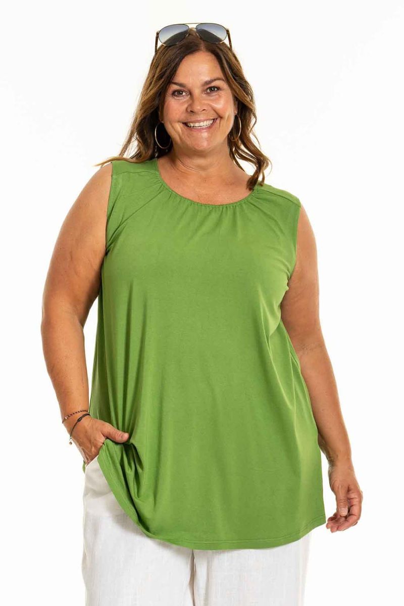 gBEATA Linne i viskostrikå, Summer olive
