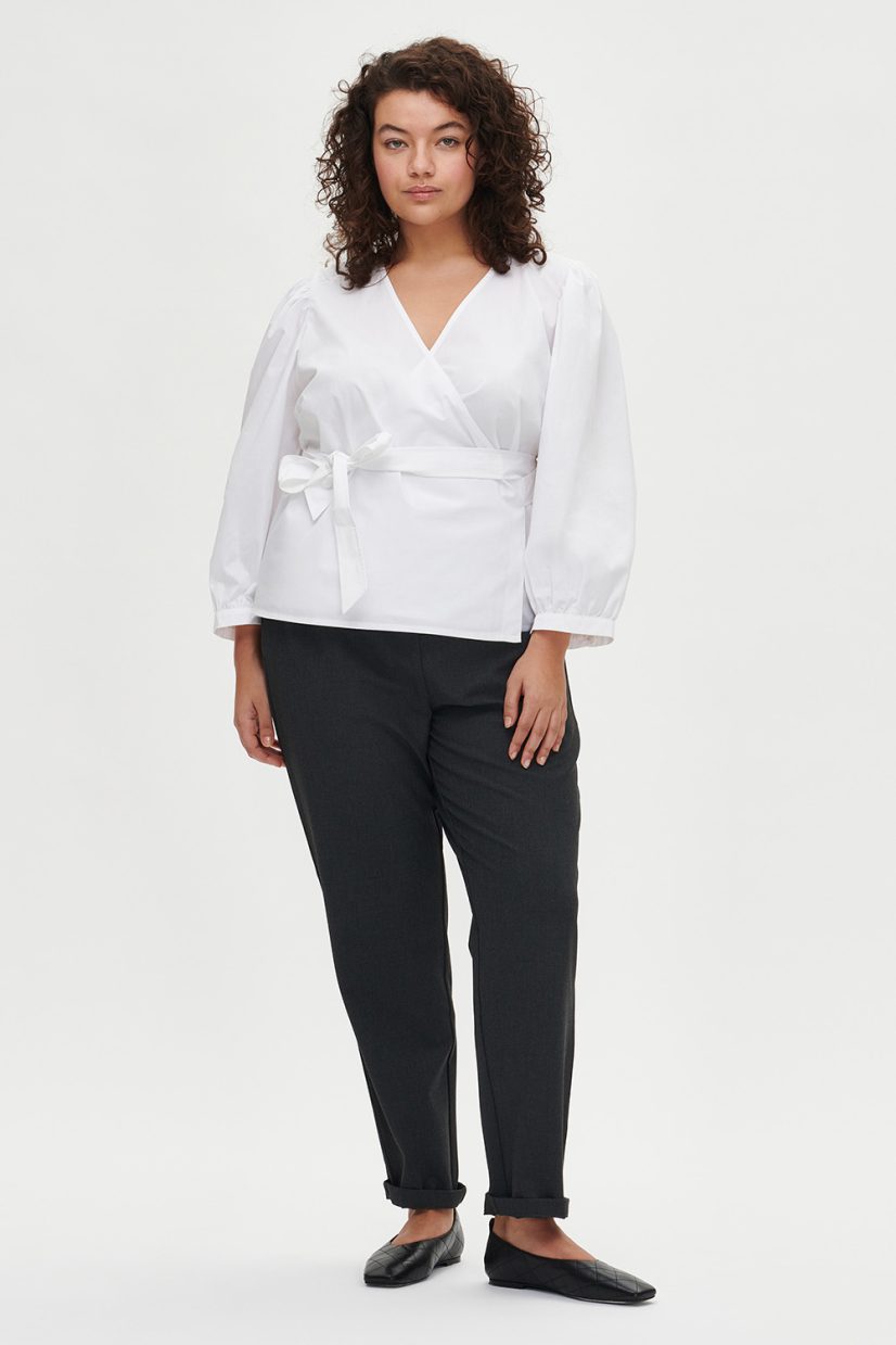 TILDA Knytblus i bomull, White