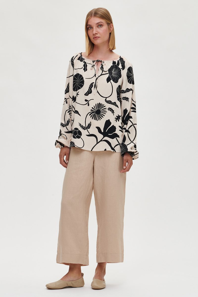LINOKUKKA Blus i viskos, Beige