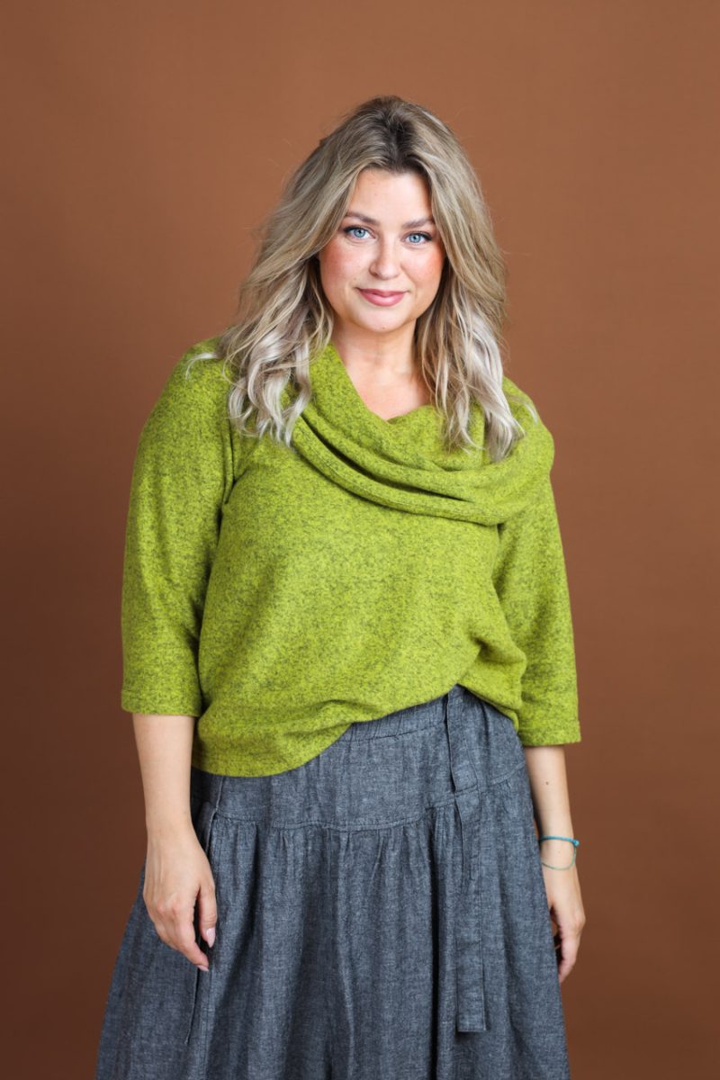 Blus i viskosfleece, Light Olive