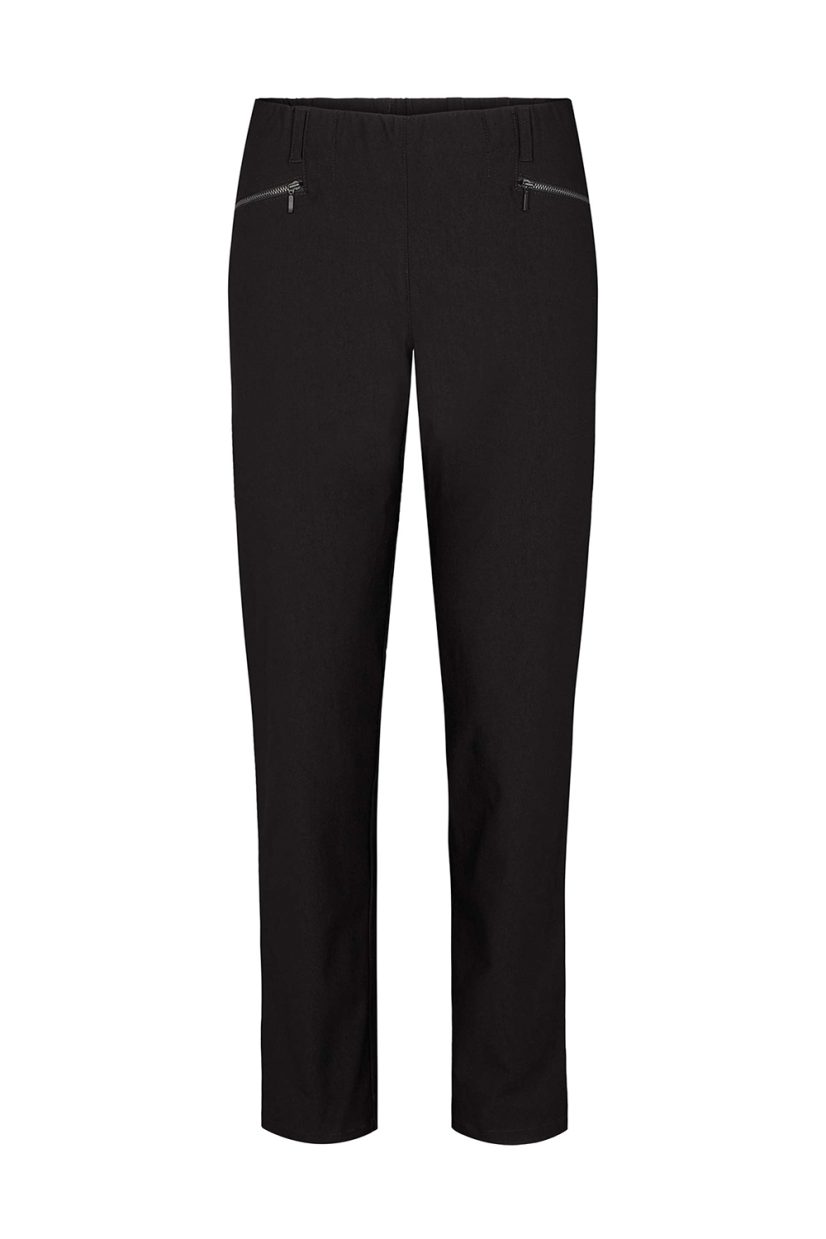 RYLIE POCKET REGULAR ML Byxa i borstad viskosjersey, Black Brushed