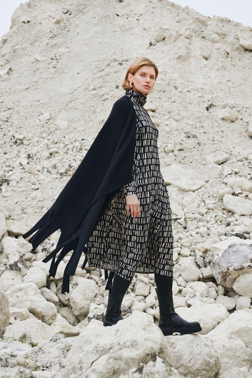 Halsduk/Cape i bomull/merinoull, Black