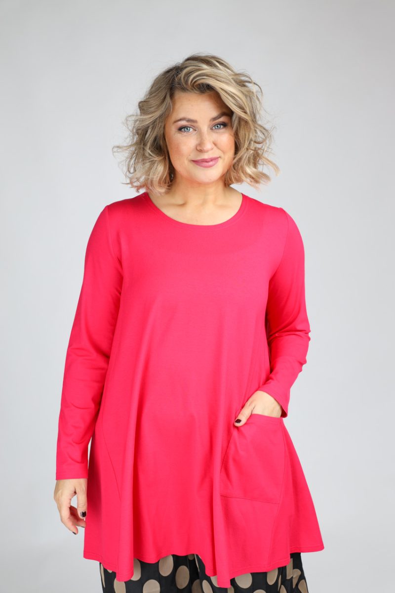 Tunika i viskostrikå, Pink