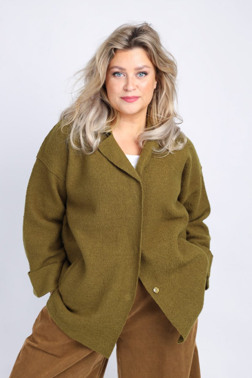 BOHDI Jacka i kokt ull, Olive