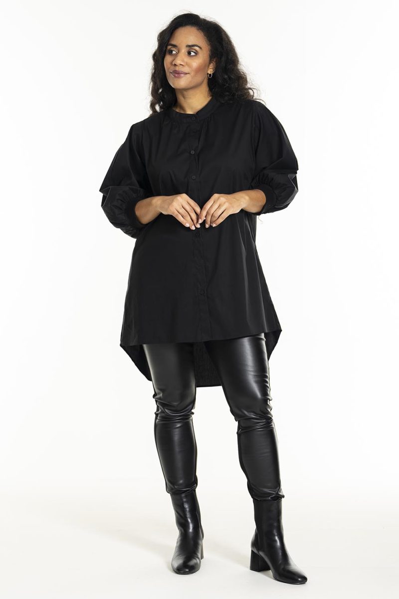 sGUNHILDA Skjorttunika i bomullsstretch, Black