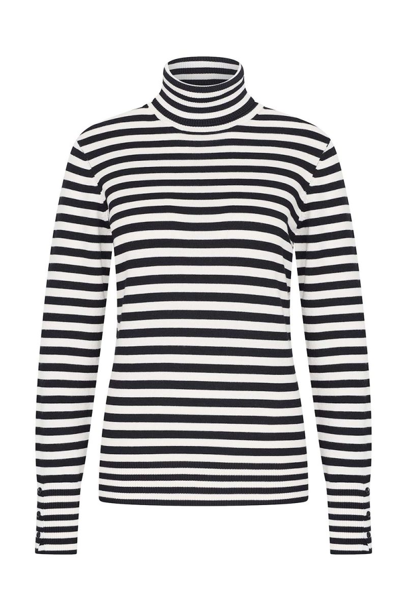 Polotröja i stickad bambu, Two Tone Black