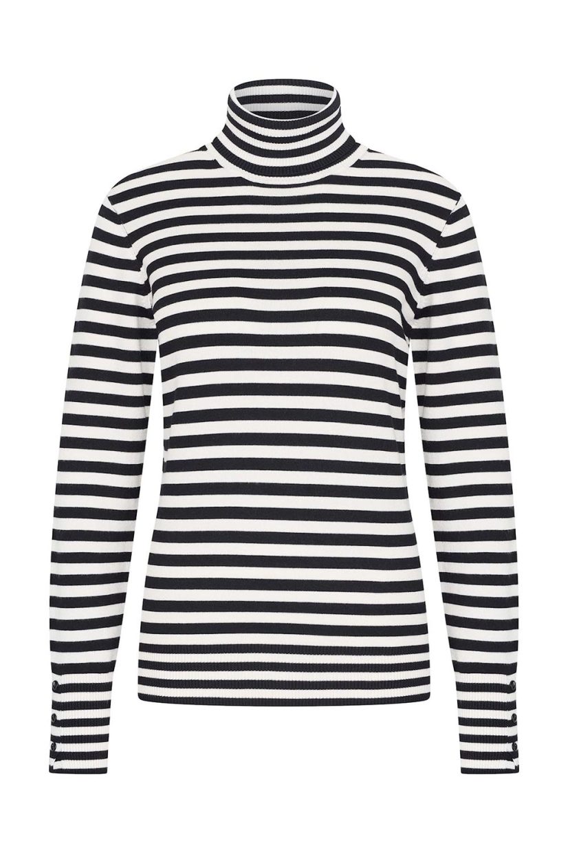Polotröja i stickad bambu, Two Tone Black