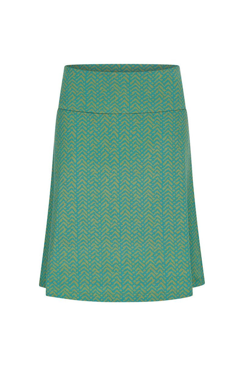 Kjol i bomullstrikå, Herringbone Olive