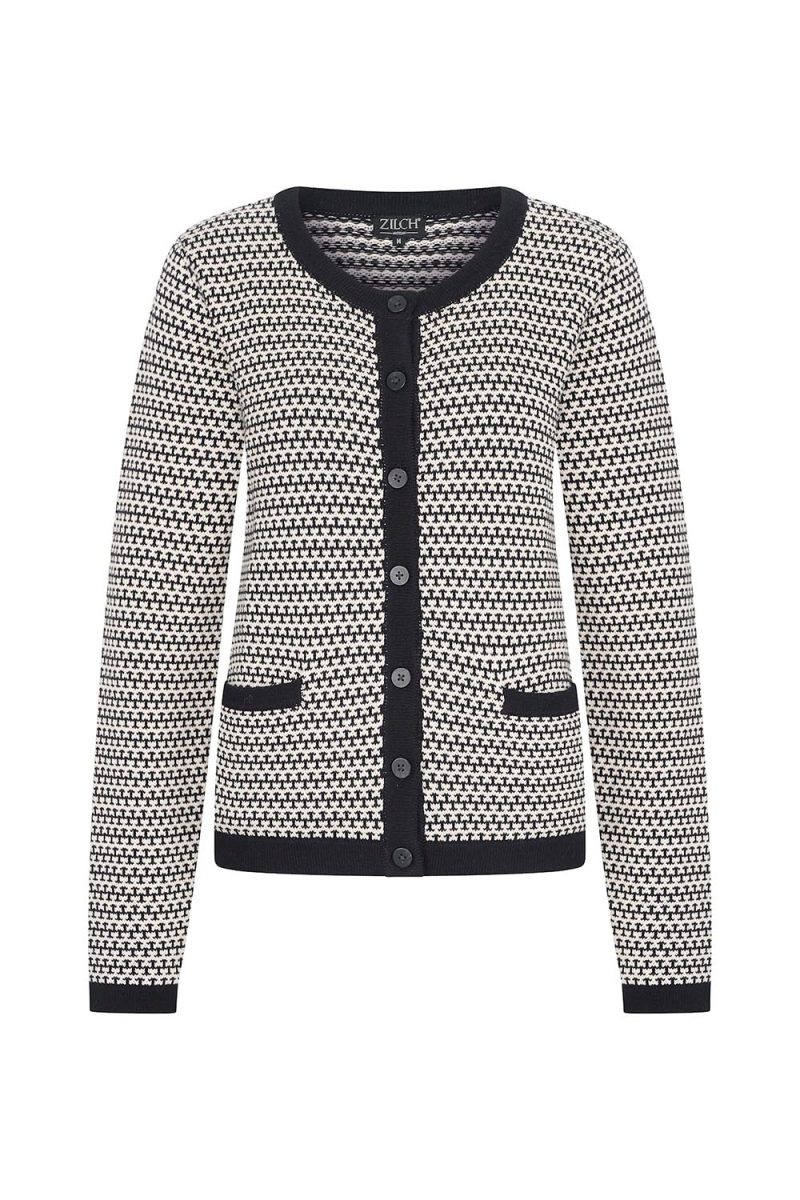 Stickad kofta i bomull, TwoTone Black