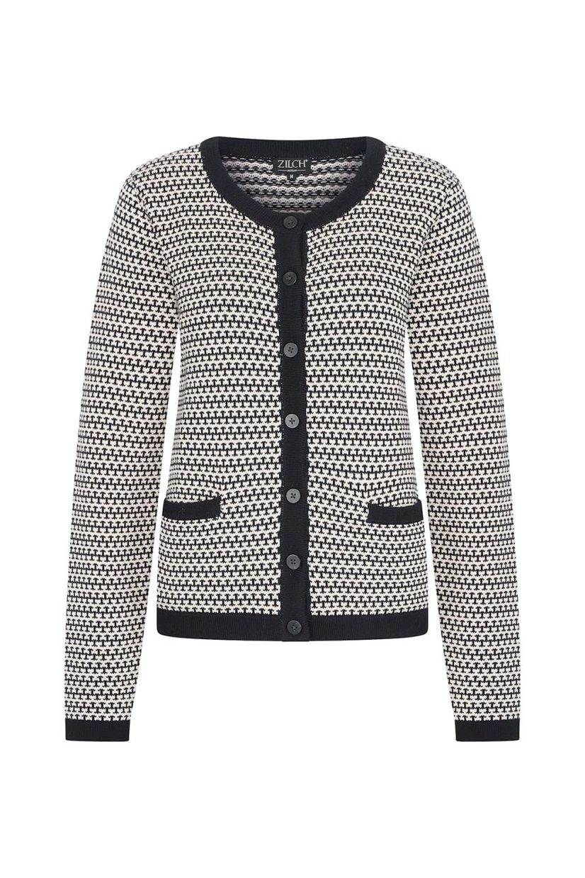 Stickad kofta i bomull, TwoTone Black
