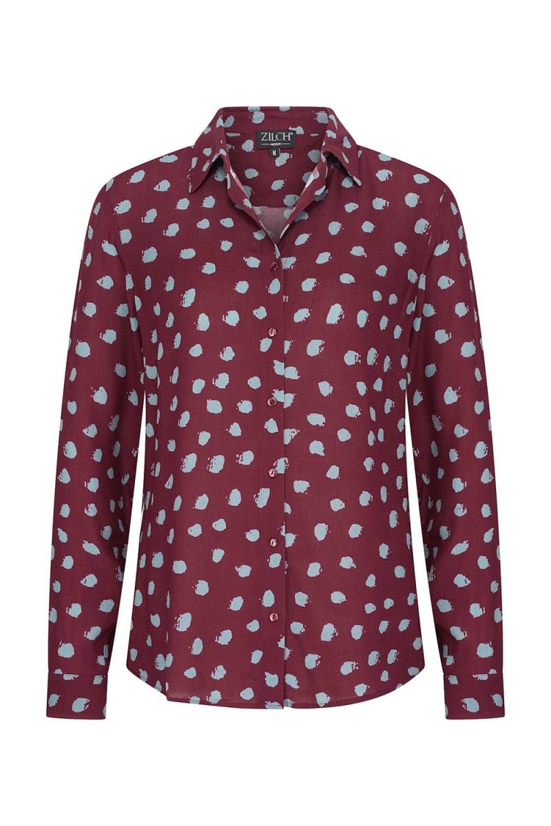 Skjorta i rayon, Polkadot Bordeaux