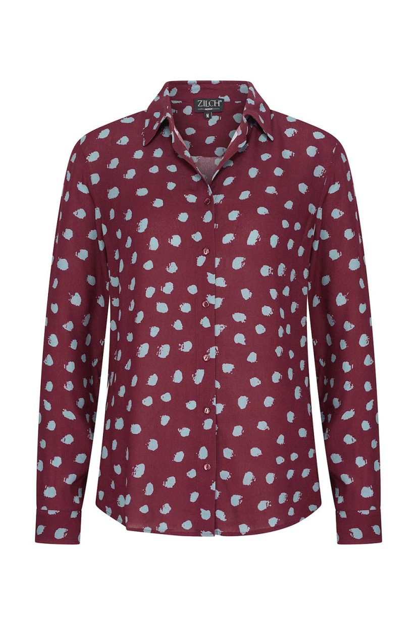 Skjorta i rayon, Polkadot Bordeaux