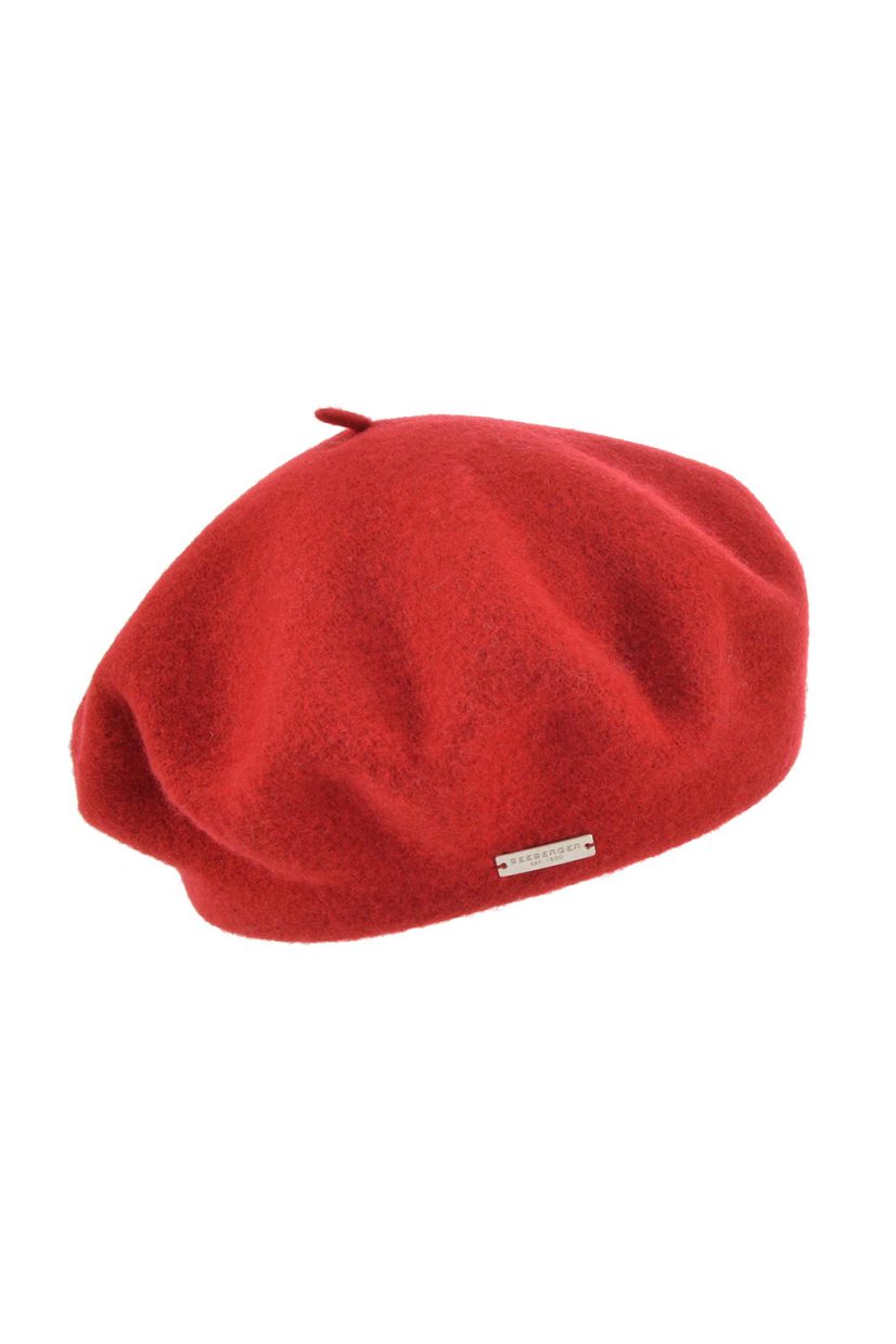 Klassisk basker i kokt ull, Flame Red