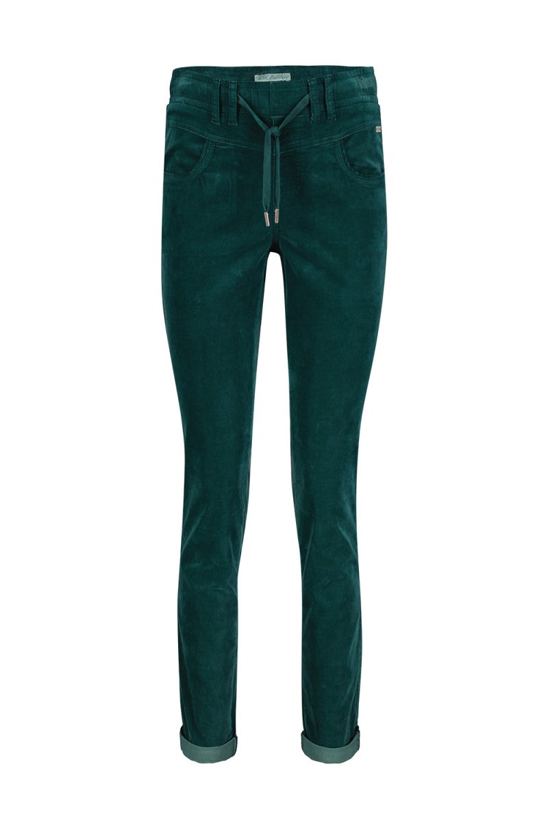 TESSY VELVET Byxa i bomullssammet, Teal