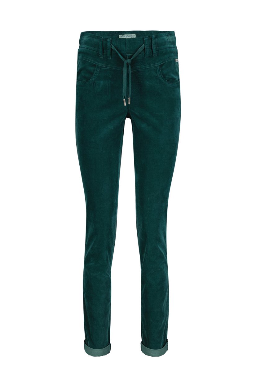 TESSY VELVET Byxa i bomullssammet, Teal