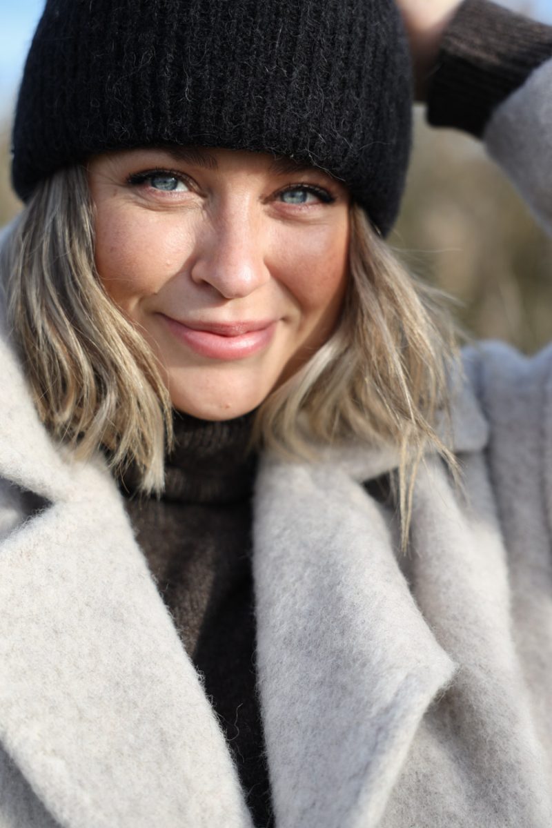 Stickad mössa i ull/mohair/alpacka, Black