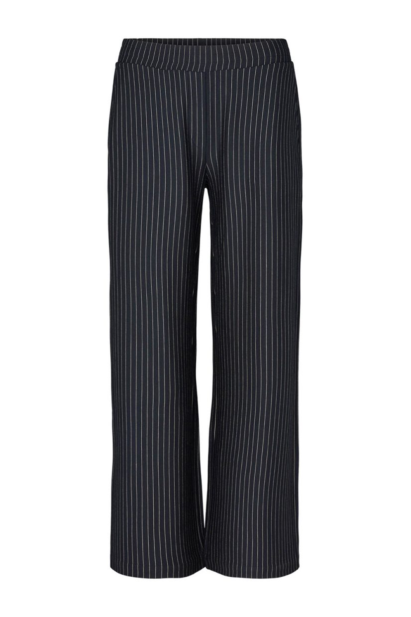 DAISY PURE STRAIGHT ML Byxor i viskosjersey, Navy Striped (borstad)