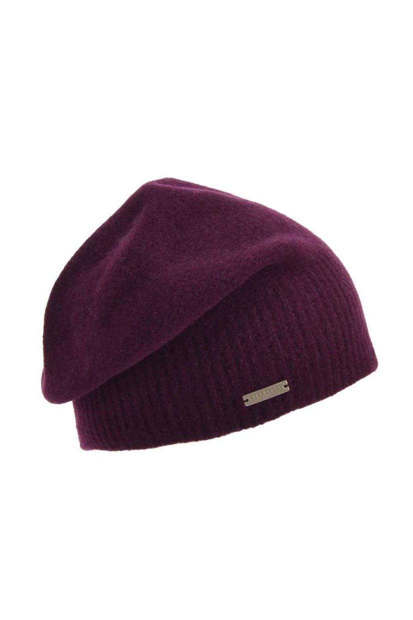 Mössa i kokt ull, Burgundy Red