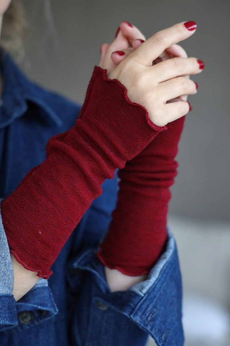Handledsvärmare i merinoull, Dark Red