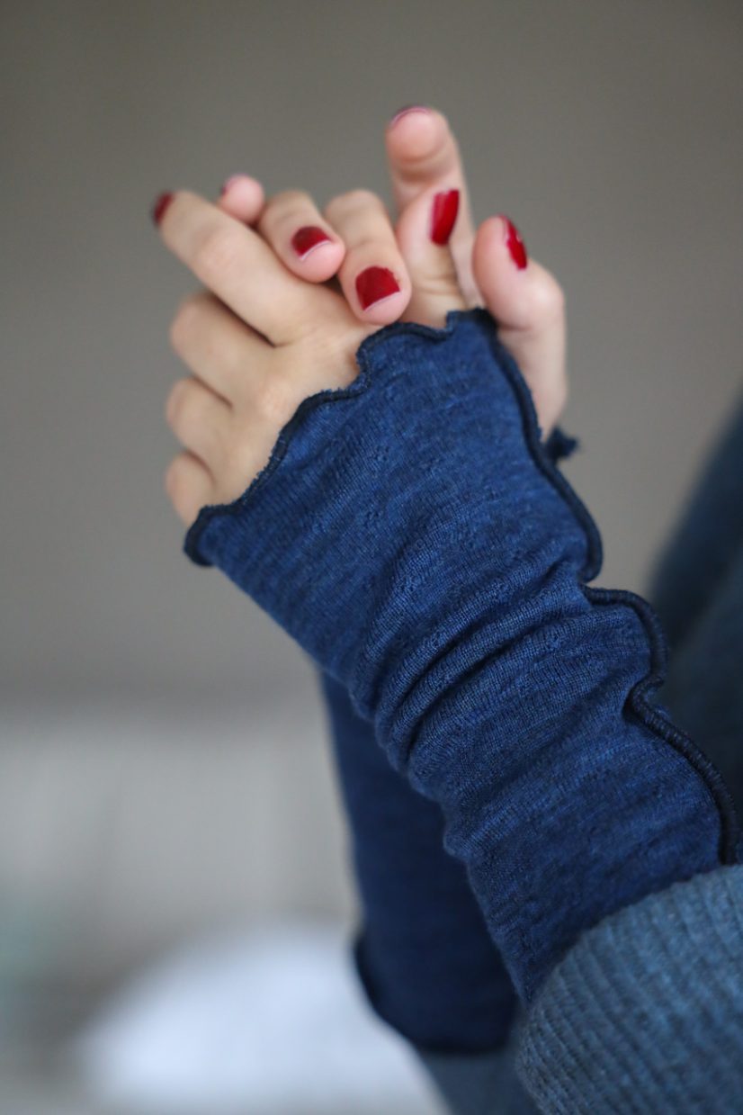 Handledsvärmare i merinoull, Jeans blue