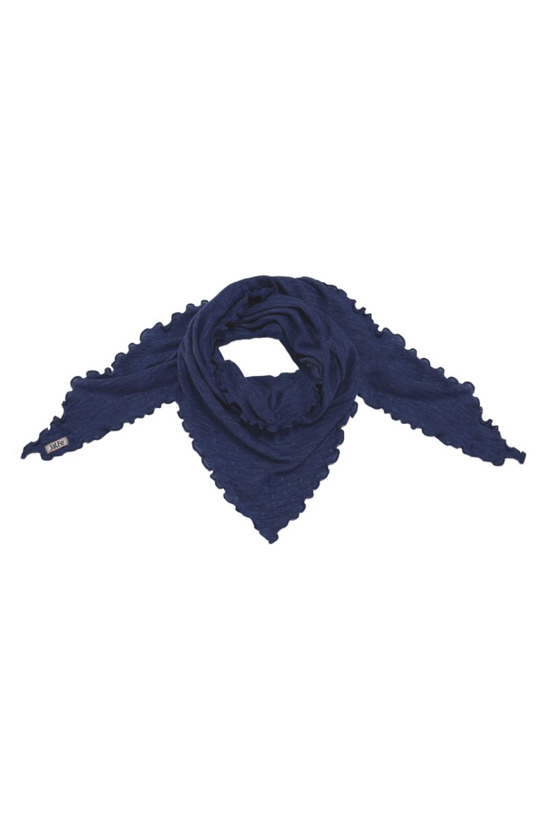 Stickad sjal i merinoull, Jeans blue