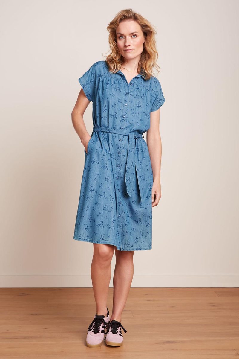 AMY COCO Klänning i bomull/tencel, Moonlight Blue