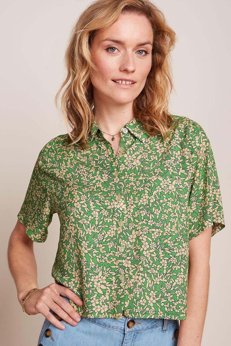 EVELINA PARADIS Blus i viskos, Jasmin Green