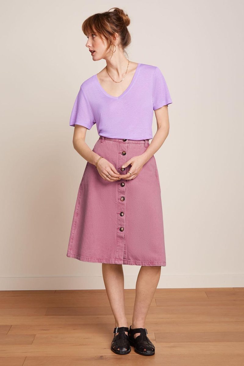 MARY COLORED Denimkjol i bomull, Mellow Rose