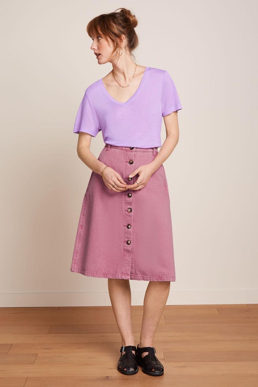 MARY COLORED Denimkjol i bomull, Mellow Rose