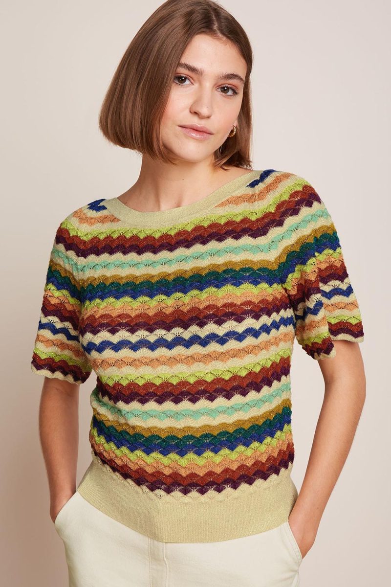IVY WIDE RISE Topp i bomull, Cream