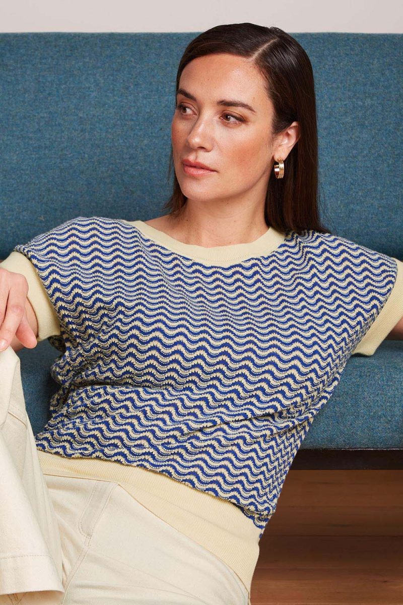 BOATNECK TIDE Topp i bomull, Bluing