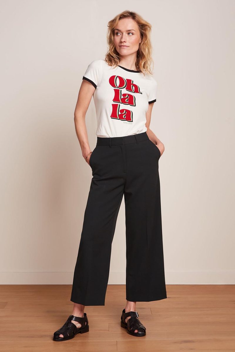 LOGO PLACEMENT PRINT T-shirt i tencel/bomull, Cream